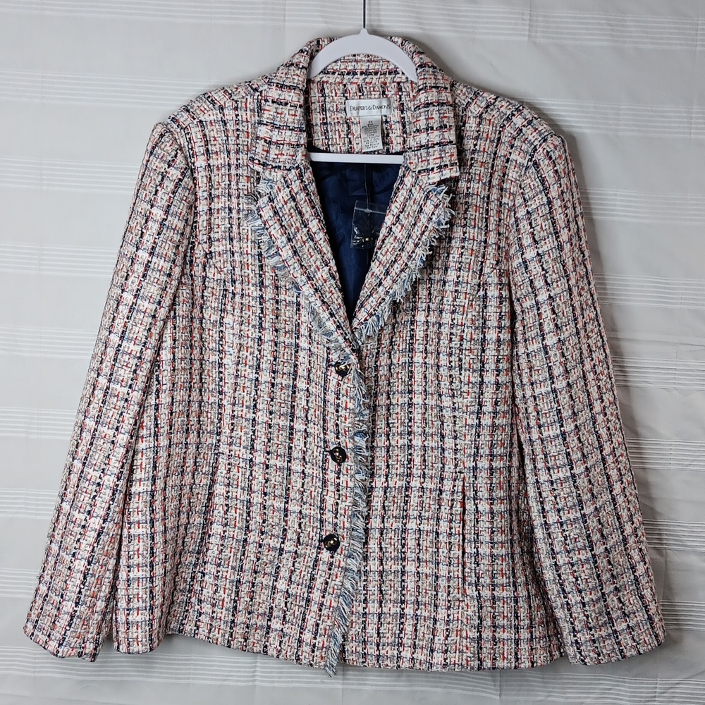 Dalia Collection Women's Tweed Blazer Jacket in Multi-Color